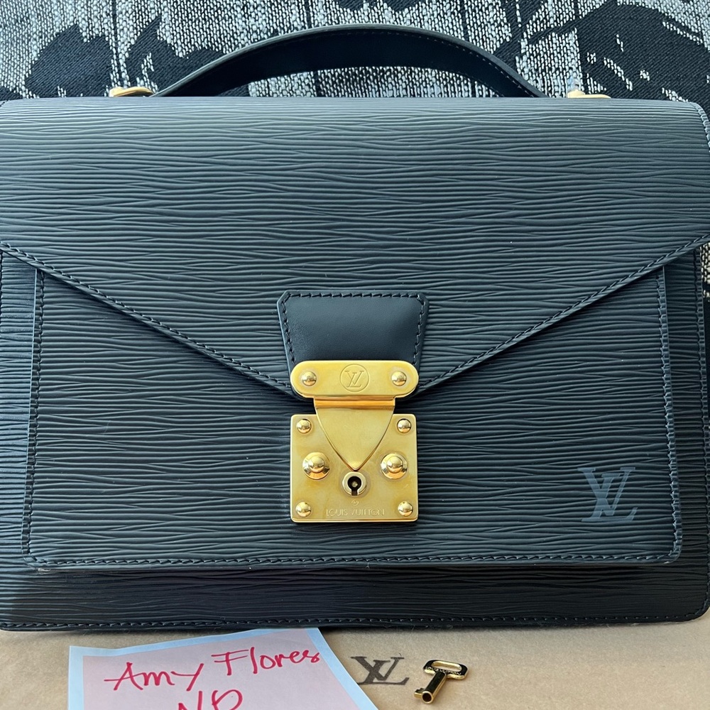 Authentic Louis Vuitton Monceau GM Black Epi Leather